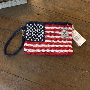 The Sak Crochet American Flag Wristlet